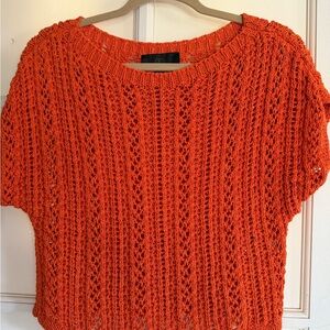Orange Knit Short Sleeve Sweater
